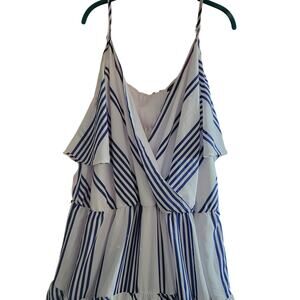 Brand New Ashley Stewart Belted Striped Maxi Dress Size 24 Blue and White